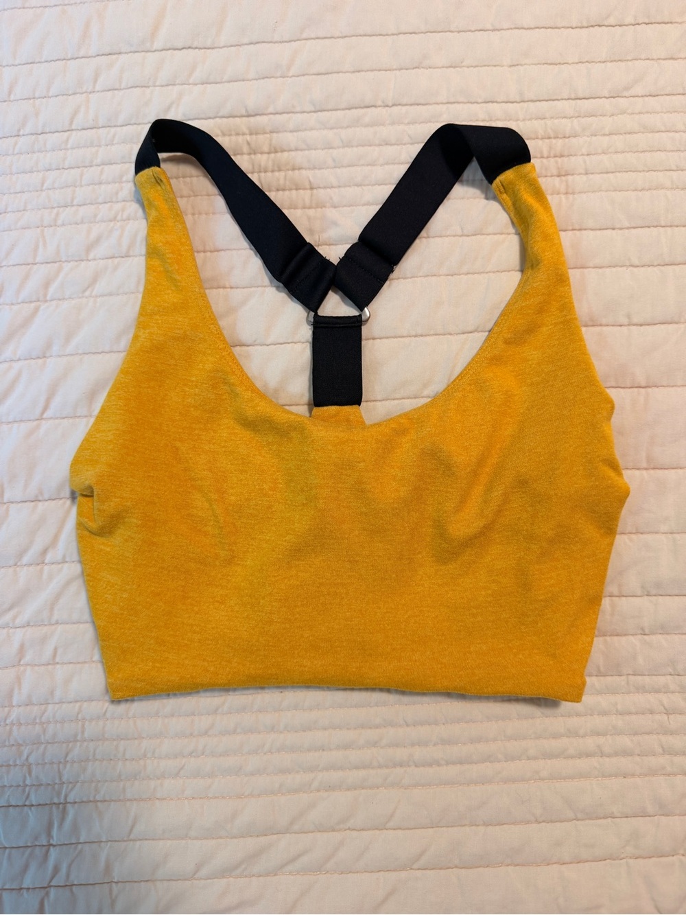 Bombshell Sportswear Yellow Sports Bra with Black Racerback Straps